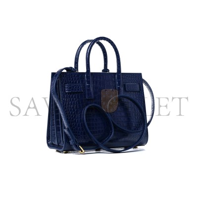 YSL BLUE CROC EMBOSSED LEATHER NANO CLASSIC SAC DE JOUR TOTE 392035DND1N4150 (22*18*10.5cm)